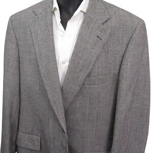 Rutledge Sport Coat 42R Light Gray Glen Plaid Check Single Vent Wool